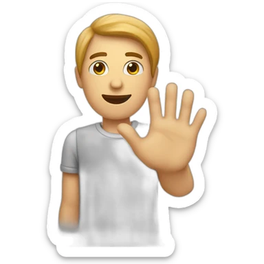 Man making a stop sign with his hand in front of him sticker