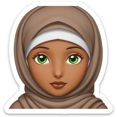 A brown girl with a hijab with green eyes sticker