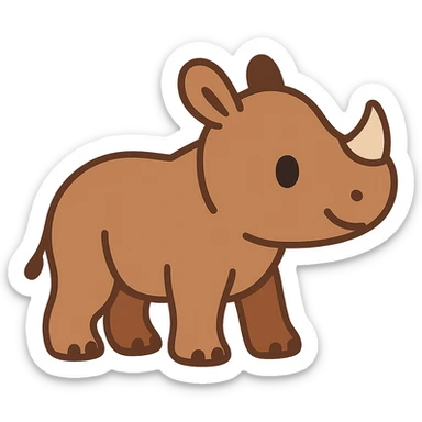 flat toon style baby rhino sticker