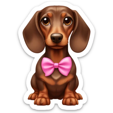 Brown dachshund with pink bows  sticker