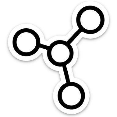 simple line drawing of a generic molecule, structural formula style sticker