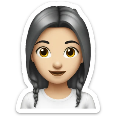 white girl Whith black hair applying cream on face sticker