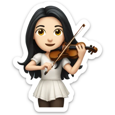 White girl with long black hair playing the violín sticker