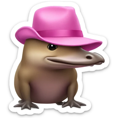 Platypus with pink hat sticker