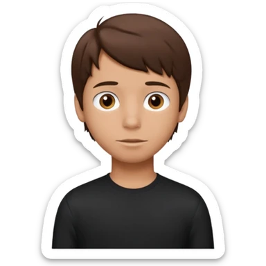 Boy with tan skin, brown hair, hair like Rodrick heffley, black long sleeve shirt, brown eyes sticker