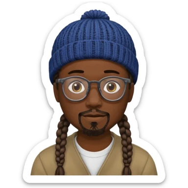 man with braids glasses beanie and goatee sticker