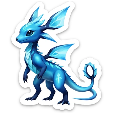 Colorful Dark Shiny Exotic Salandit-Aurorus-Glaceon-Fakémon-hybrid-creature (full body)  sticker