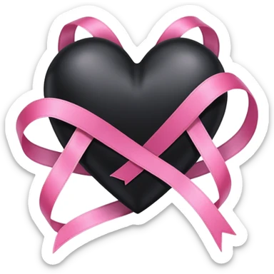 black heart entwined with pink ribbon sticker