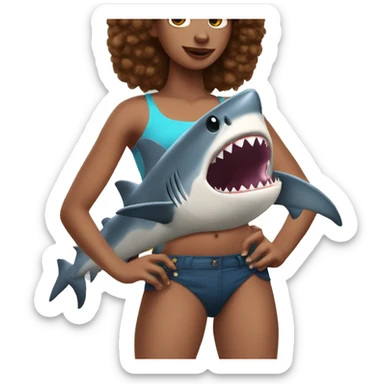 Shark with a crop top sticker