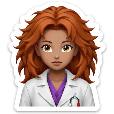 Brown bushy auburn haired female Android 21 from dragon ball fighterz sticker