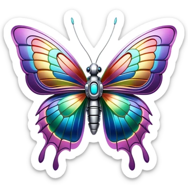 Robotic Iridescent Rainbow Cybernetic Futuristic Cyber Butterfly sticker