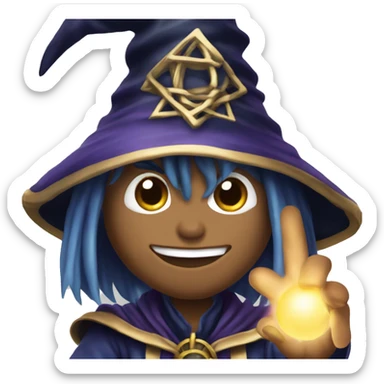 Yu-hi-oh Dark magician casting a spell, iOS emoji style art sticker
