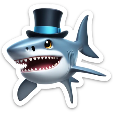 Shark with a top hat sticker