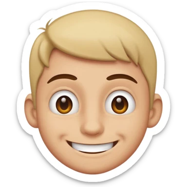 Simon from Sprunki, phase 2, mischievous smile, simple background emoji style sticker