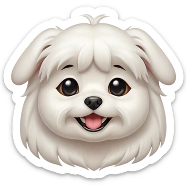 Cinematic Comical Maltese Portrait Emoji, Head tilted dramatically with an exaggeratedly amused or surprised expression, featuring a silky white coat with a playful sheen, wide, expressive dark eyes filled with exaggerated disbelief, Simplified yet hilariously expressive features, highly detailed, glowing with a slightly sassy glow, high shine, dramatic yet playful, stylized with an air of cheeky charm, bright and endearing, soft glowing outline, capturing the essence of a spirited and over-the-top companion, so meme-worthy it feels like it could side-eye its way into internet fame instantly! sticker