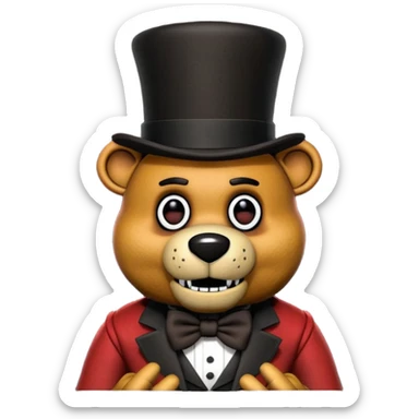Freddy Fazbear with black and tiny hat from Five Nights At Freddy's Movie sticker