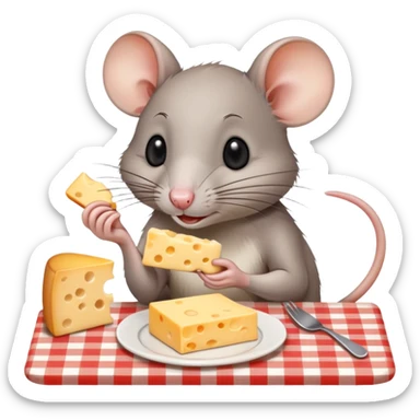 Rat eating cheese at a Paris cafe sticker