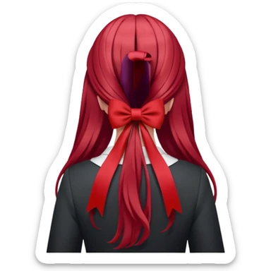 red long hairs with burgundy bow from the back sticker