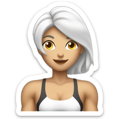 body builder girl white shape with muscles sticker