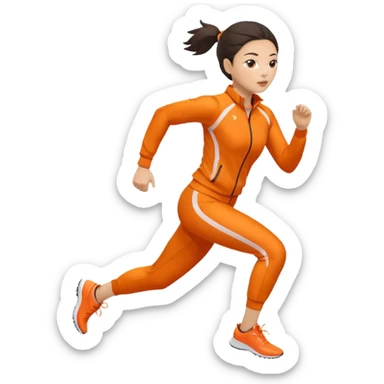 asian woman in orange sport suit running sticker