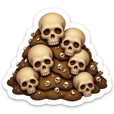 ((poop emoji))with bones and 3 skulls sticker