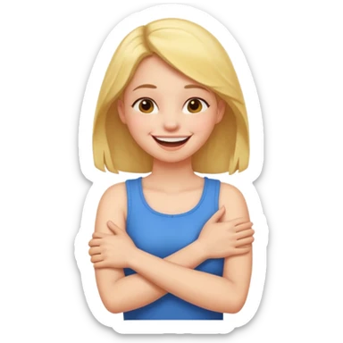 arms crossed holding neck laughing girl sticker