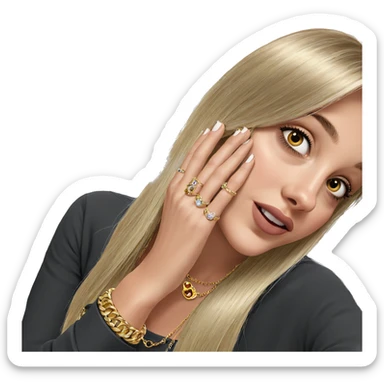 blonde girl with jewelry sticker