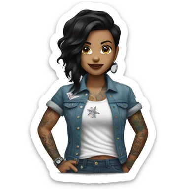 black haired tattoo artist with converse all star sticker