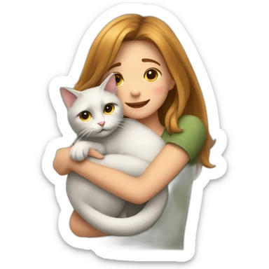 Girl hug to cat sticker