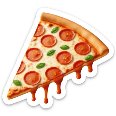 emoji of a pizza slice, fish eye lens effect sticker