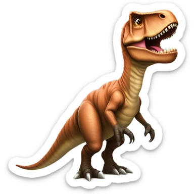 Um t-rex usando um tutu encima de uma prancha, estilo IOS sticker