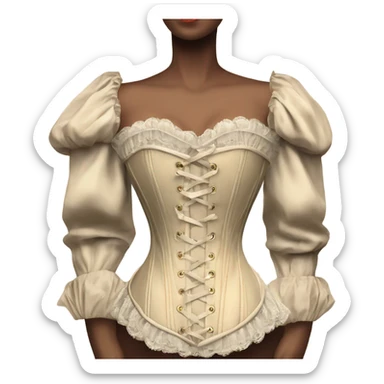 vintage rococo light beige corset with sleeves  sticker