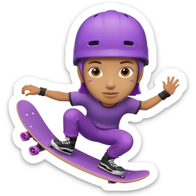 skater with skateboard and purple helmet sticker