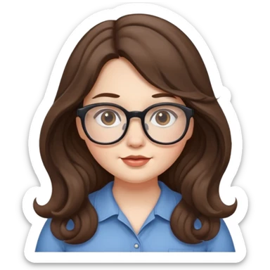 pale brunette long wavy hair pretty chubby girl with glasses  sticker