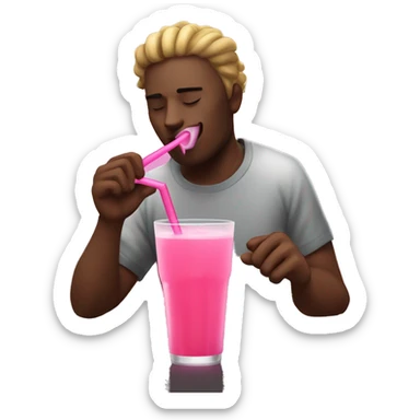 among us crewmate drinking pink juice with a giant straw sticker