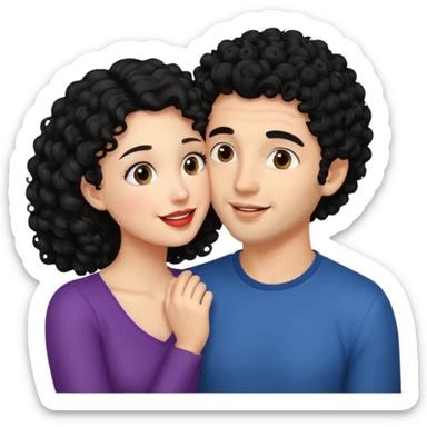 a handsome man with black curly hair tries to kiss a cute woman sticker
