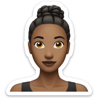 black woman with straight hair bun and black eyes sticker