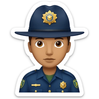 hazme un policia de fronteras con gorro azul oscuro pero sin porra sticker