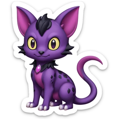 Black batty vampiric scary spooky dark dusky gloomy cute handsome beautiful pretty Liepard-Noibat-Delcatty-Pokémon-fusion sticker