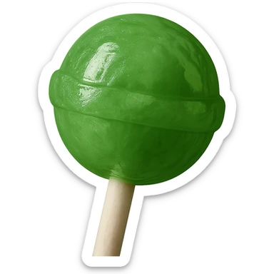 Change the lollipop color to green in a realistic style, keep the background transparent. sticker