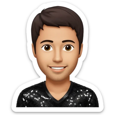 Enrique Iglesias with dark brown hair, black sequin outfit sticker