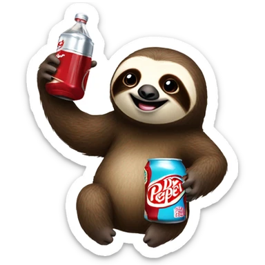 sloth drinking a dr pepper  sticker
