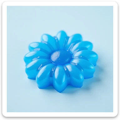 realistic blue candy shaped like a flower, photorealistic style sticker