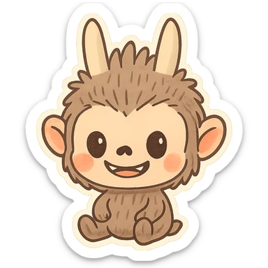 Labubu doll icon, chibi style, oversized head, tiny body, very cute sticker