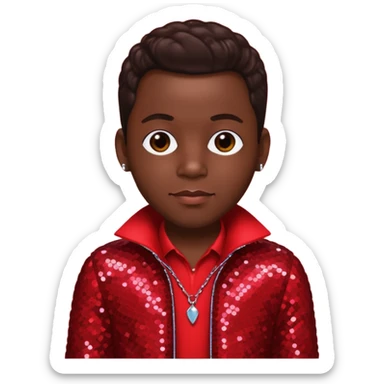 Bobby Brown from New Edition with dark brown hair, red sequin outfit sticker