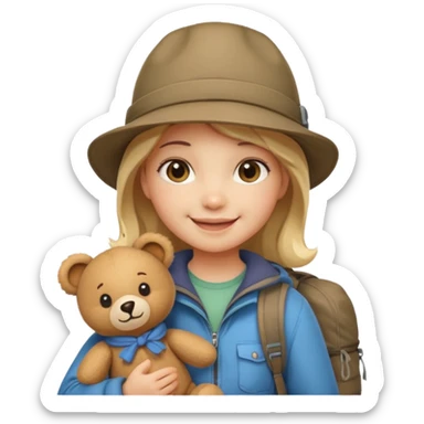Feminine Teddy bear camping sticker