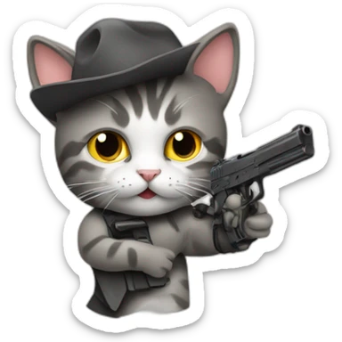 cat with gun sticker