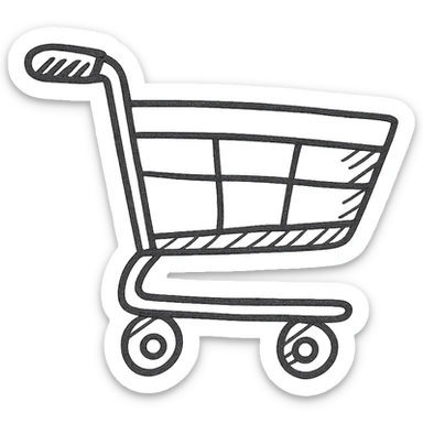cart, hand drawn outlined icon style, playful and informal sticker