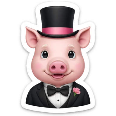 Gentleman Pig – pig with black top hat and bow tie sticker