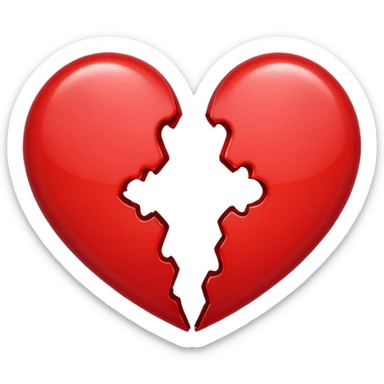 heart broken in half red sticker